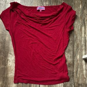 Edikted Red Draped Short Sleeve Tee